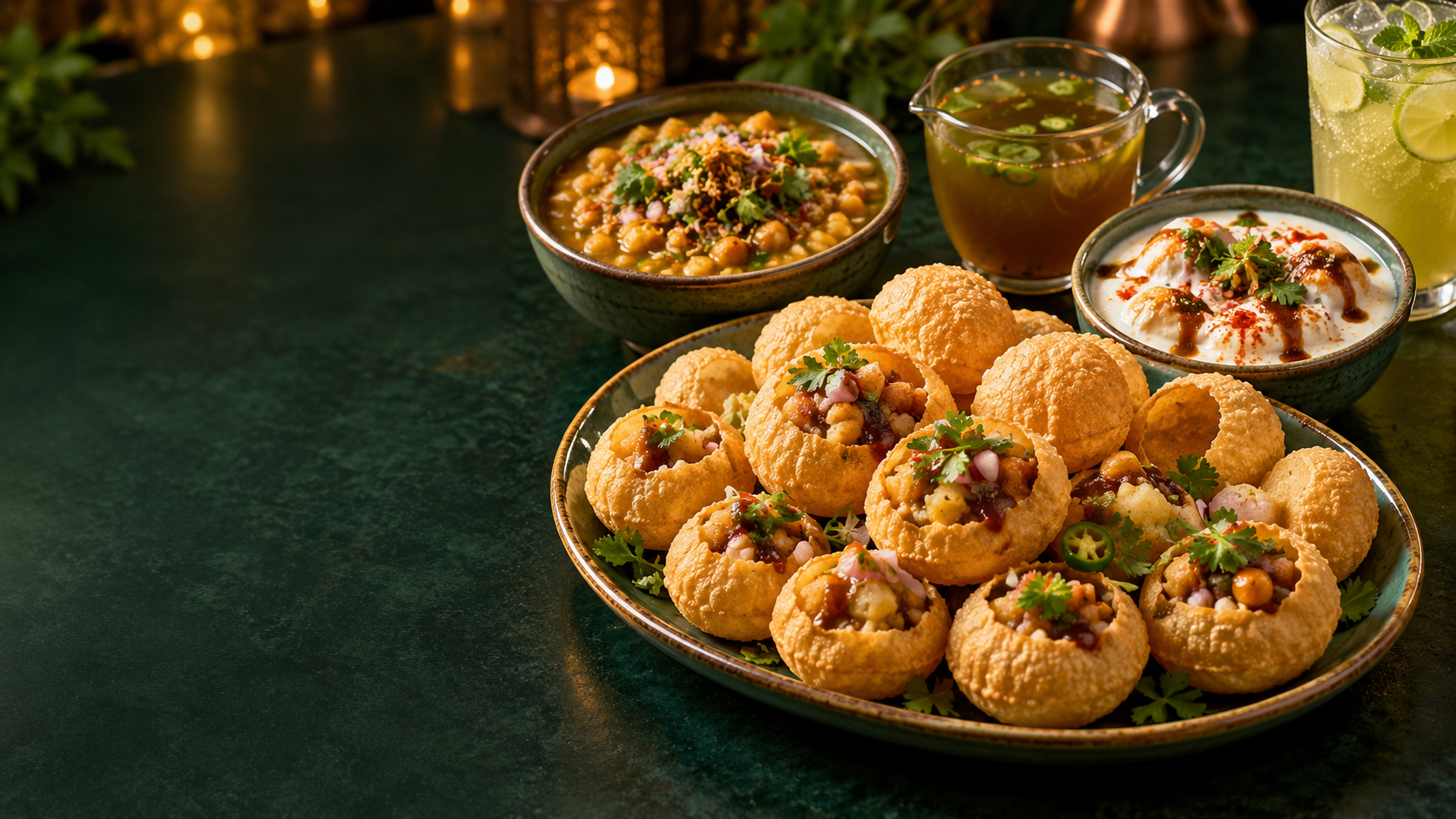 Fresh fuchka, doi fuchka, chotpoti and drinks